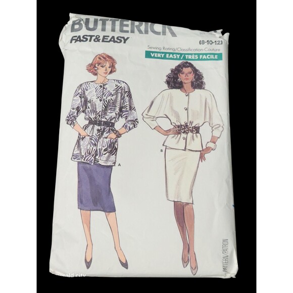 Vtg #5767 Butterick Sewing Pattern Misses 1980s 8 10 12 Fitting Top Skirt - Picture 5 of 5